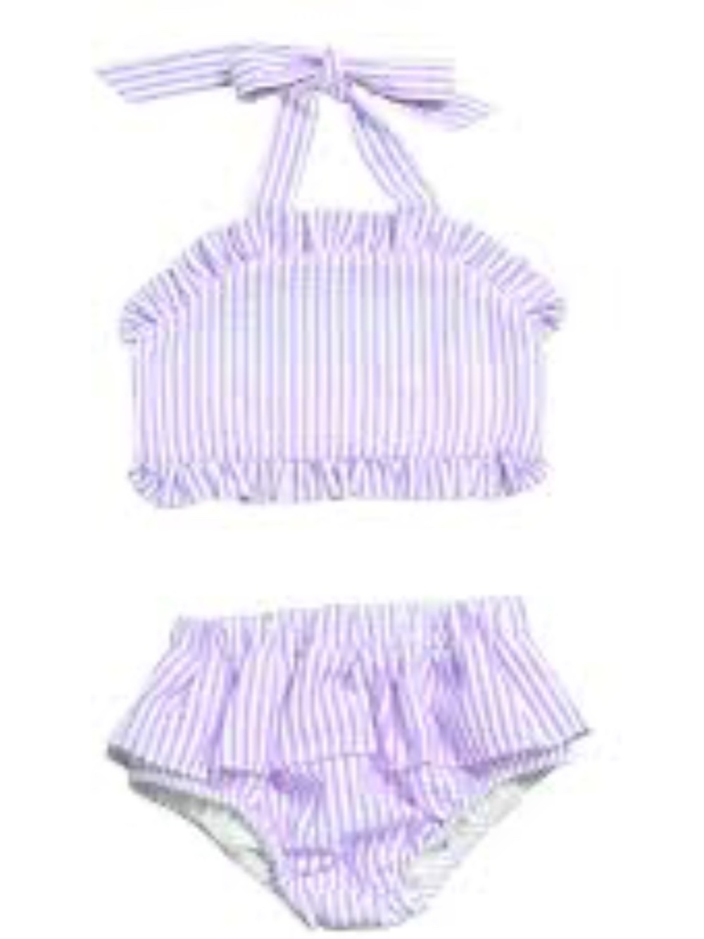 Millie Jay Baby Purple Seersucker Stripe Halter Bloomer 2-Piece Set 6M
